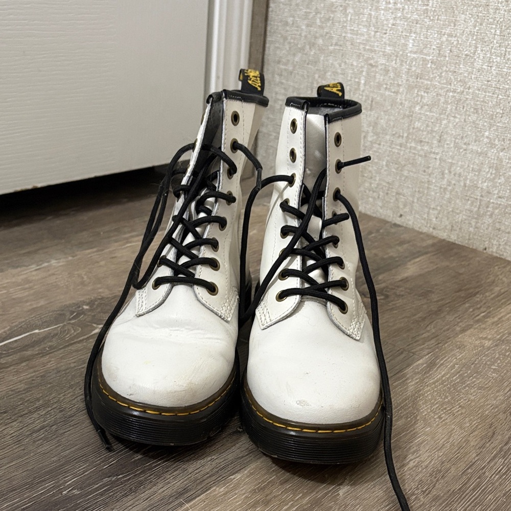 Dr. Martens White Leather Combat Boots